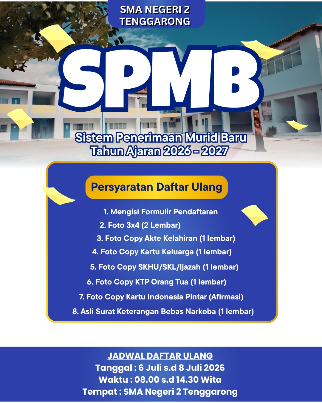 PENGUMUMAN HASIL SPMB TAHAP 2 SMA NEGERI 2 TENGGARONG TAHUN PELAJARAN 2026-2027